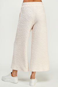 Cream Textured Cropped Set