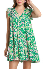 Load image into Gallery viewer, Mixed Green Ruffle Dress
