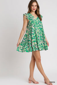 Mixed Green Ruffle Dress