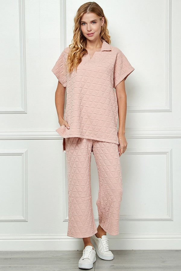 Blush Quilted Collared Set