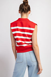 Red Stripe Sleeveless Top