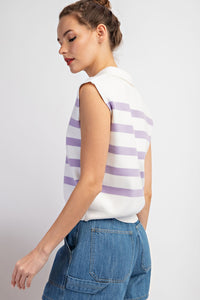 Lavender Stripe Sleeveless Top