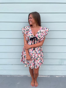Frannie Floral Print Dress with Bow Detail