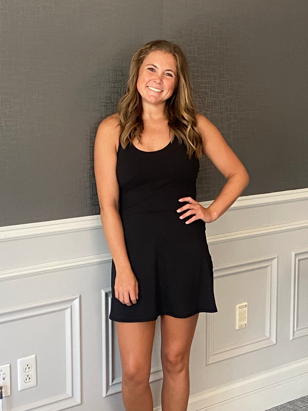 Black Tennis Romper Dress