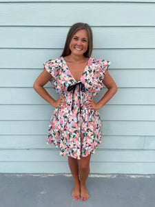 Frannie Floral Print Dress with Bow Detail