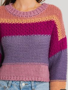 Meg Mauve Stripe Crop Sweater