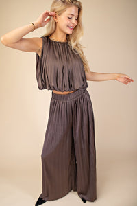 Mocha Pleated Top