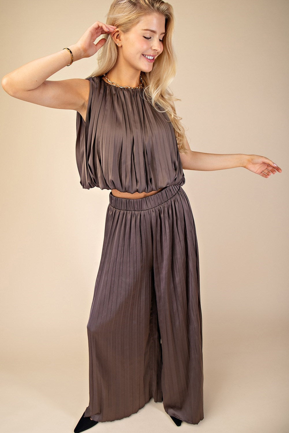 Mocha Pleated Pants