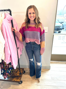 Meg Mauve Stripe Crop Sweater