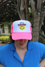 Load image into Gallery viewer, Cowboy Smiley Trucker Hat
