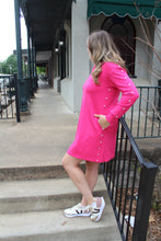 Load image into Gallery viewer, Fuschia Zip Up Dress with Pearl Embellishments
