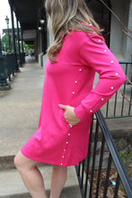 Load image into Gallery viewer, Fuschia Zip Up Dress with Pearl Embellishments
