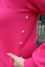 Load image into Gallery viewer, Fuschia Zip Up Dress with Pearl Embellishments
