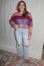 Load image into Gallery viewer, Meg Mauve Stripe Crop Sweater
