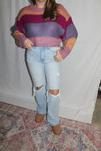 Load image into Gallery viewer, Meg Mauve Stripe Crop Sweater
