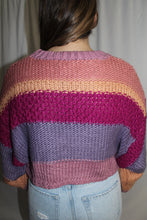 Load image into Gallery viewer, Meg Mauve Stripe Crop Sweater
