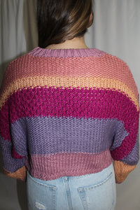 Meg Mauve Stripe Crop Sweater