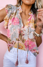 Load image into Gallery viewer, Pink Floral Ruffle Blouse
