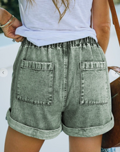 Load image into Gallery viewer, Green Washed Drawstring Shorts
