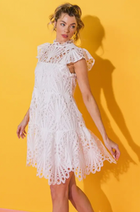 White Lace Crochet Dress