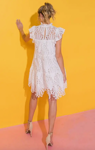 White Lace Crochet Dress