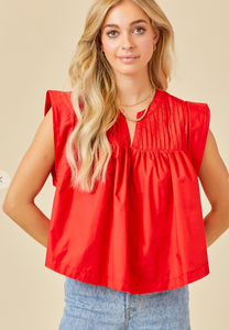 Rhea Red Babydoll Top