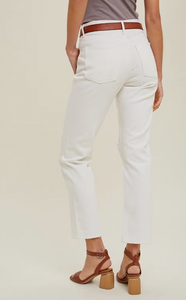 White Denim Ripped Straight Jeans