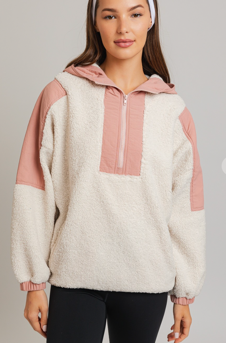 Colorblock Sherpa Pullover