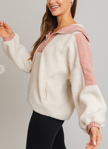 Colorblock Sherpa Pullover