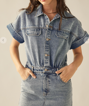 Load image into Gallery viewer, Front Slit Denim Midi Dress
