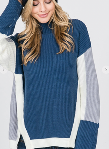 Nancy Navy Side Panels Sweater