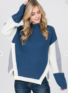 Nancy Navy Side Panels Sweater