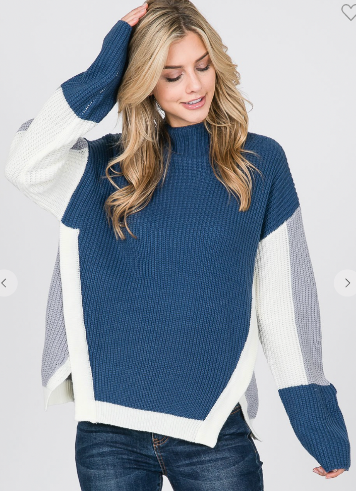 Nancy Navy Side Panels Sweater