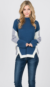 Nancy Navy Side Panels Sweater