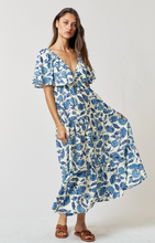 Load image into Gallery viewer, Blue Flower Floral Dress
