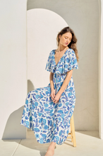 Load image into Gallery viewer, Blue Flower Floral Dress
