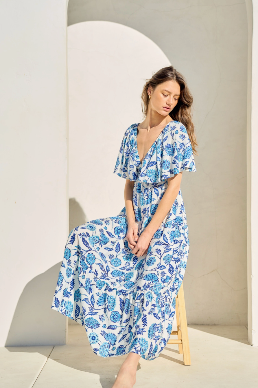 Blue Flower Floral Dress