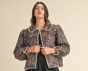 Leopard Scallop Stitched Jacket