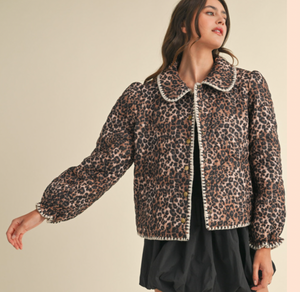 Leopard Scallop Stitched Jacket