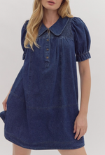 Load image into Gallery viewer, Dark Denim Puff Sleeve Dress
