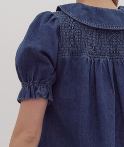 Dark Denim Puff Sleeve Dress