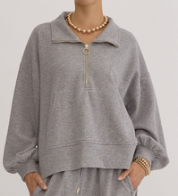 Load image into Gallery viewer, Paula Zippered Sweatshirt- Grey
