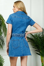 Load image into Gallery viewer, Western Denim Braided Belt Dress
