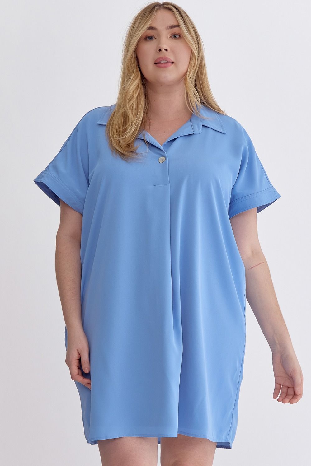 Brenda Blue Collared Shift Dress