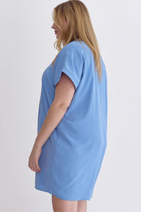 Brenda Blue Collared Shift Dress