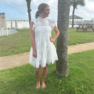 White Lace Crochet Dress