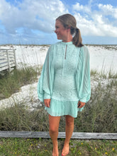 Load image into Gallery viewer, Minnie Mint Pleated Lace Dress
