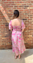 Load image into Gallery viewer, Pink Floral Square Neck Midi Dress
