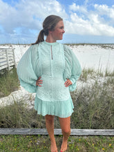 Load image into Gallery viewer, Minnie Mint Pleated Lace Dress
