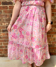 Load image into Gallery viewer, Pink Floral Square Neck Midi Dress
